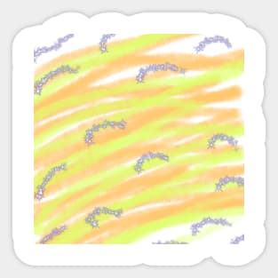 Orange green watercolor sparkle glitter art Sticker